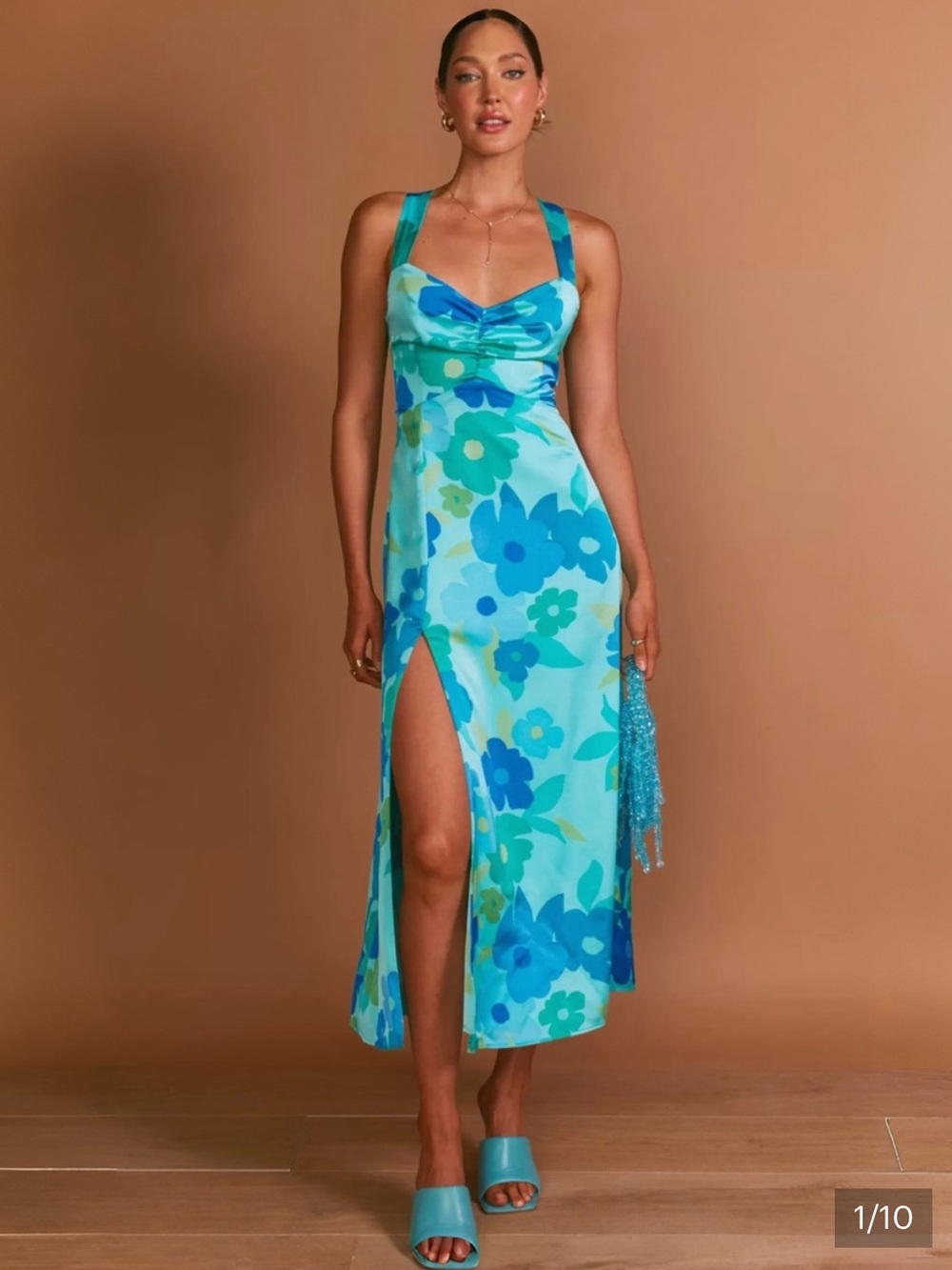 Show Me Your Mumu Turquoise Floral Slip Midi Dress